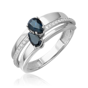 Кольцо из белого золота с сапфирами и бриллиантами 01-5759-00-105-1120