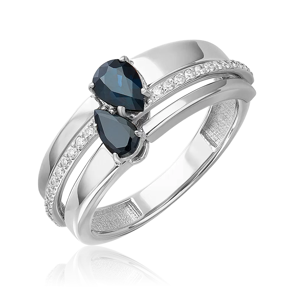 Кольцо из белого золота с сапфирами и бриллиантами 01-5759-00-105-1120