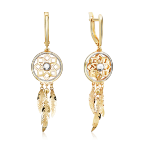 Серьги «Ловцы снов» с английским замком из комбинированного золота 02-5390-00-000-1121