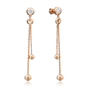 Серьги-пусеты из красного золота с фианитом 02-4461-00-501-1110-38