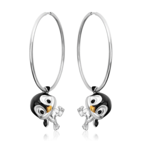 Серьги-конго «Пингвины» из серебра с эмалью 02-5152-00-000-0200