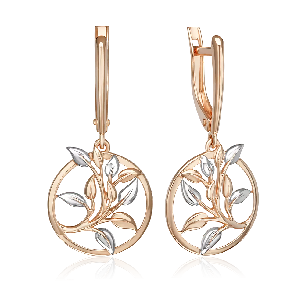 Серьги «Золотые ветви» с английским замком из красного золота 02-5408-00-000-1110