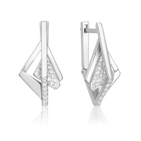 Серьги с английским замком из серебра с фианитами 02-5138-00-401-0200