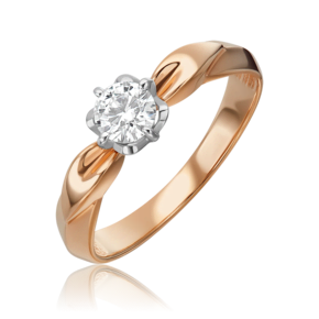 Помолвочное кольцо из комбинированного золота с бриллиантом 01-0968-00-101-1111-30