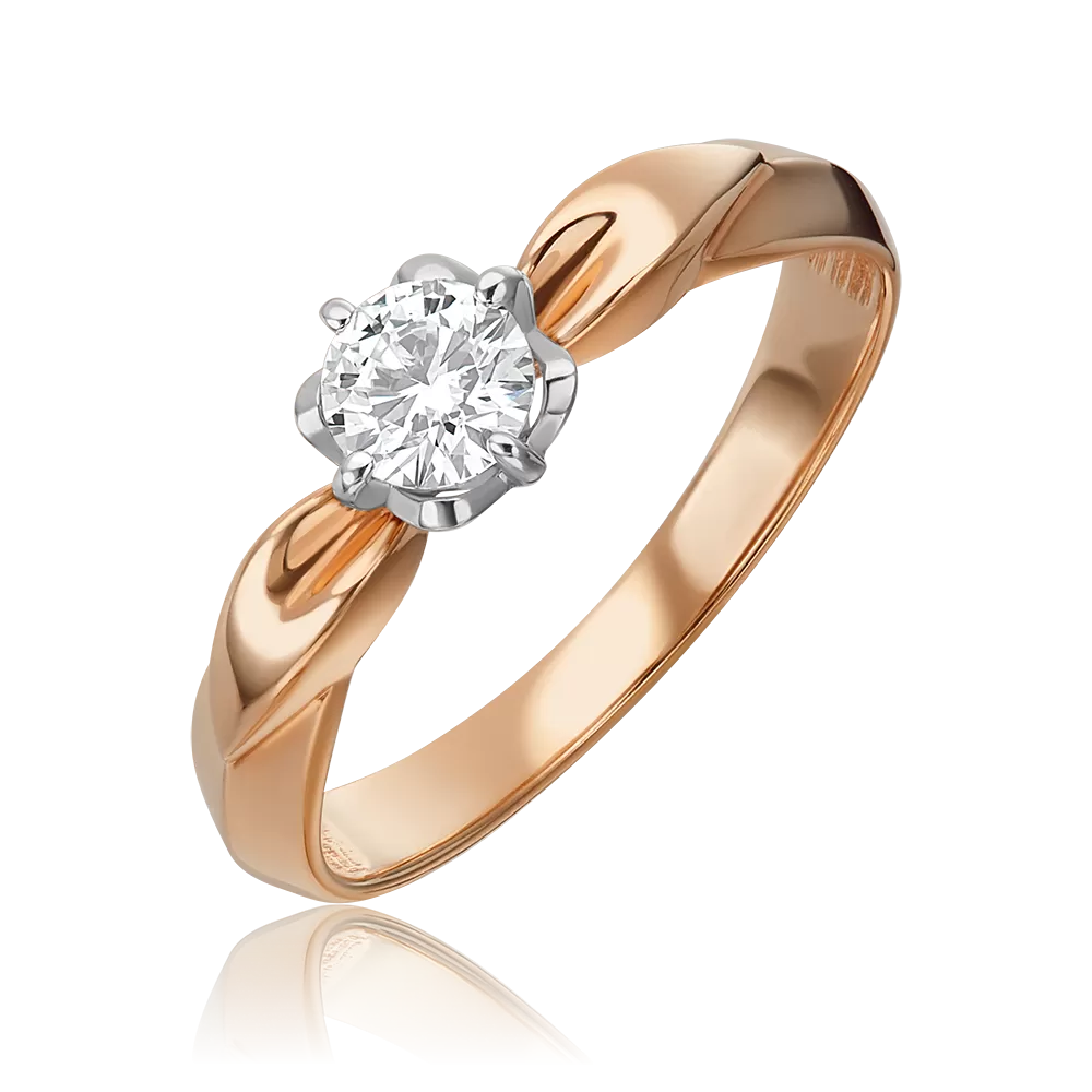 Помолвочное кольцо из комбинированного золота с бриллиантом 01-0968-00-101-1111-30