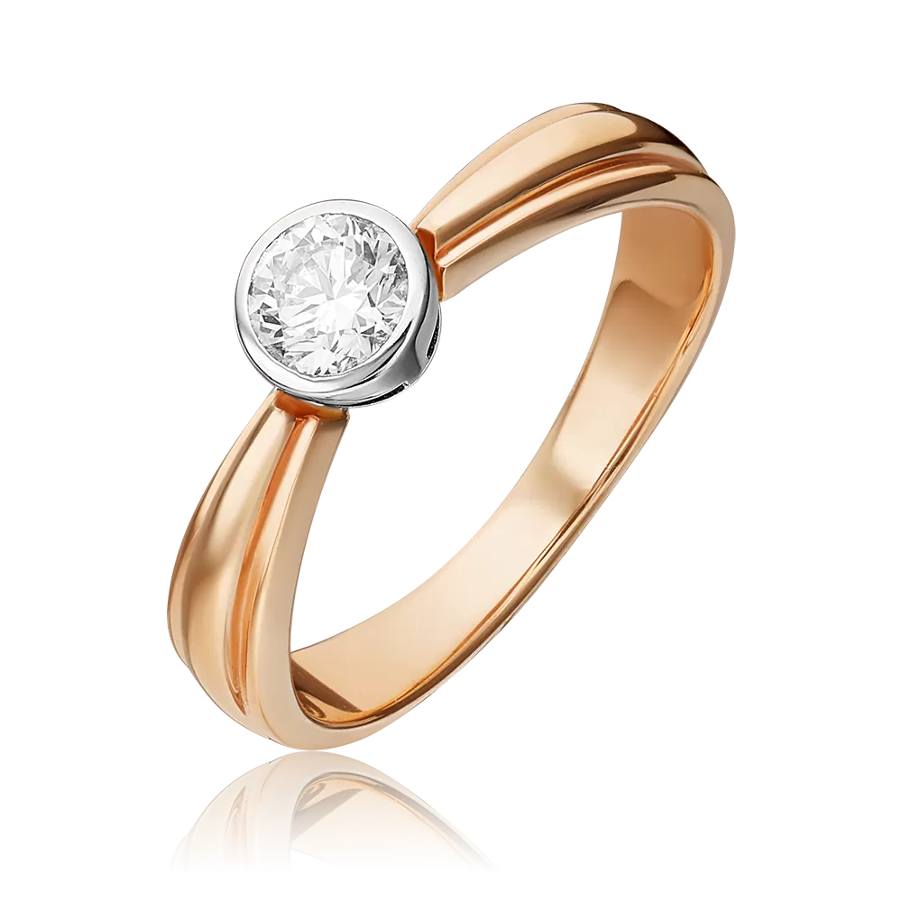 Помолвочное кольцо из комбинированного золота с бриллиантом 01-1046-00-101-1111-30