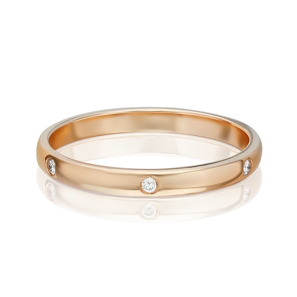 Обручальное кольцо из красного золота с бриллиантами 01-1060-00-101-1110-30