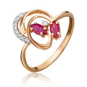 Кольцо из красного золота с рубинами и бриллиантами 01-1058-00-107-1110-30