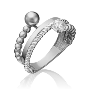 Кольцо из белого золота с фианитом 01-5345-00-501-1120-38