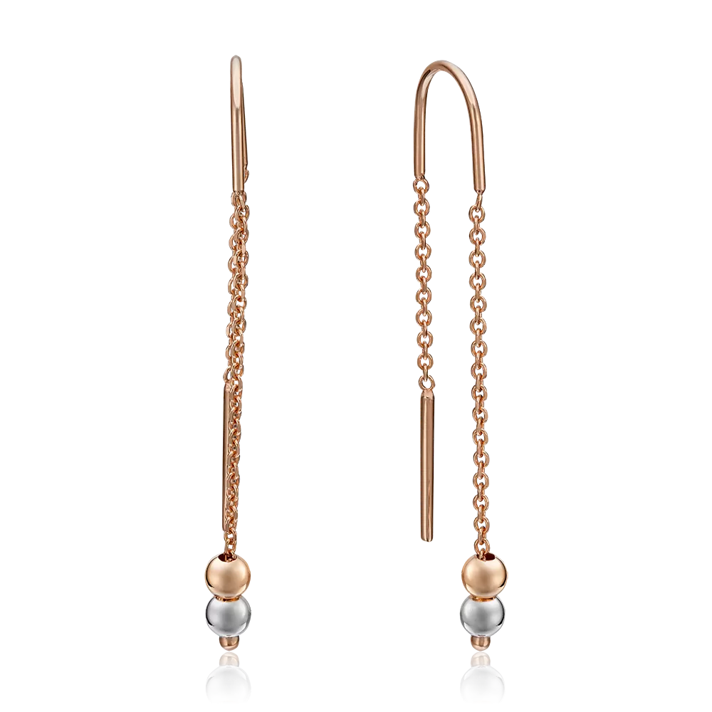 Серьги-продевки из комбинированного золота 02-4310-00-000-1111-01