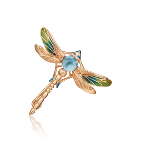 Брошь «Стрекоза» из красного золота с топазом и эмалью 04-0252-00-201-1110-57