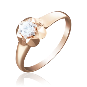 Помолвочное кольцо из красного золота с бриллиантом 01-4941-00-101-1110-30