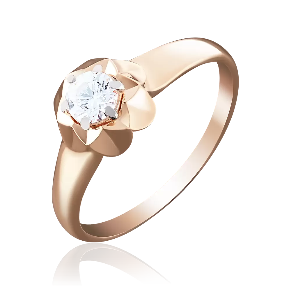 Помолвочное кольцо из красного золота с бриллиантом 01-4941-00-101-1110-30