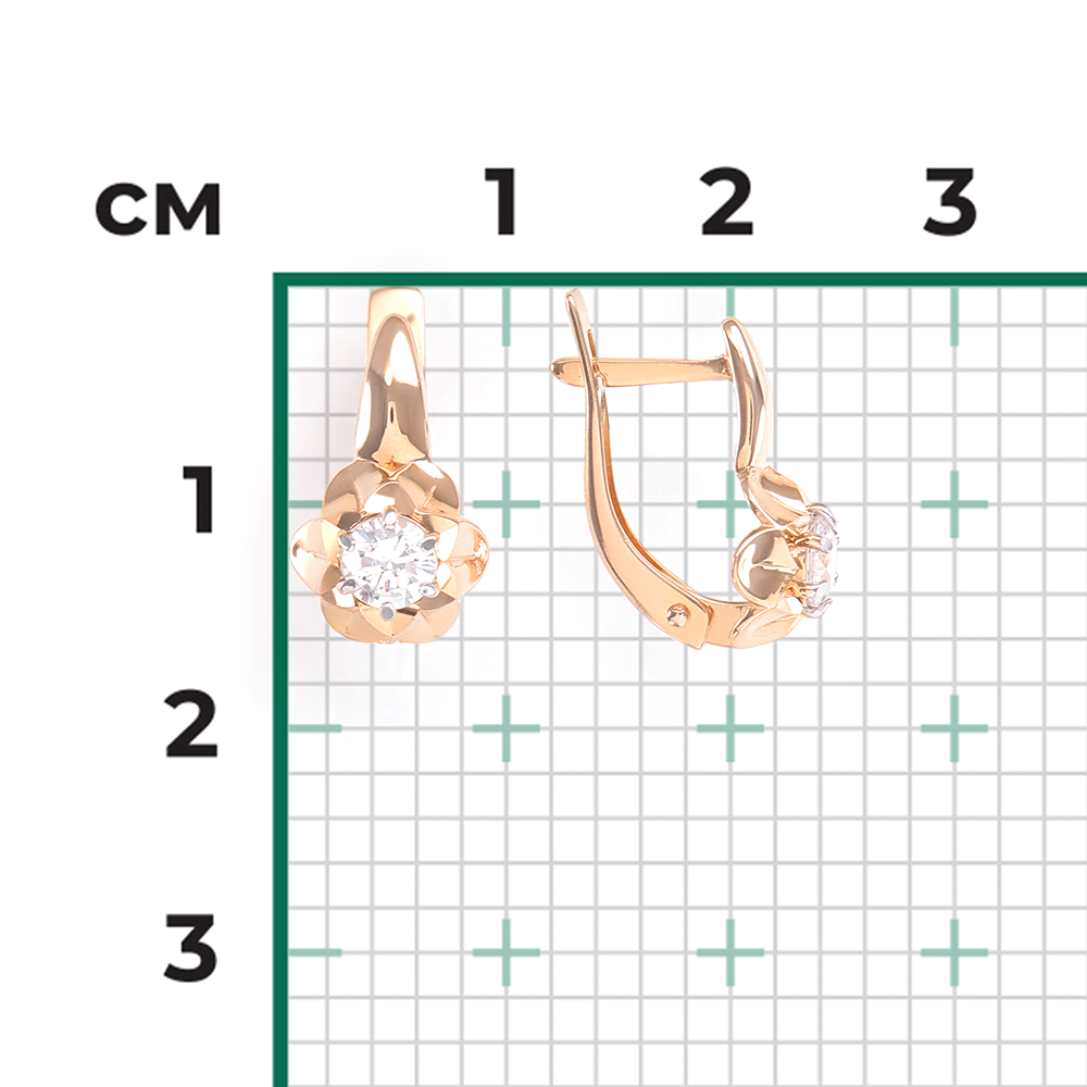 Серьги с английским замком из красного золота с бриллиантом 02-3822-00-101-1110-30