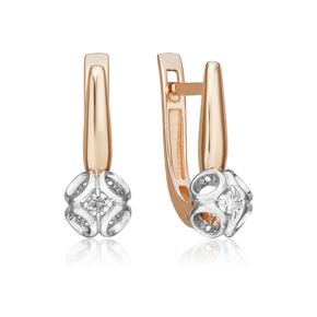 Серьги с английским замком из комбинированного золота с бриллиантом 02-5332-00-101-1111