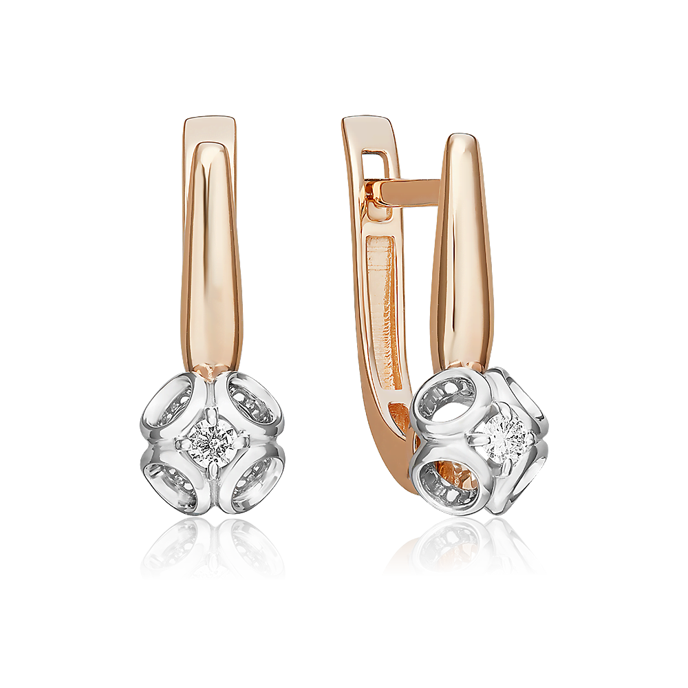 Серьги с английским замком из комбинированного золота с бриллиантом 02-5332-00-101-1111