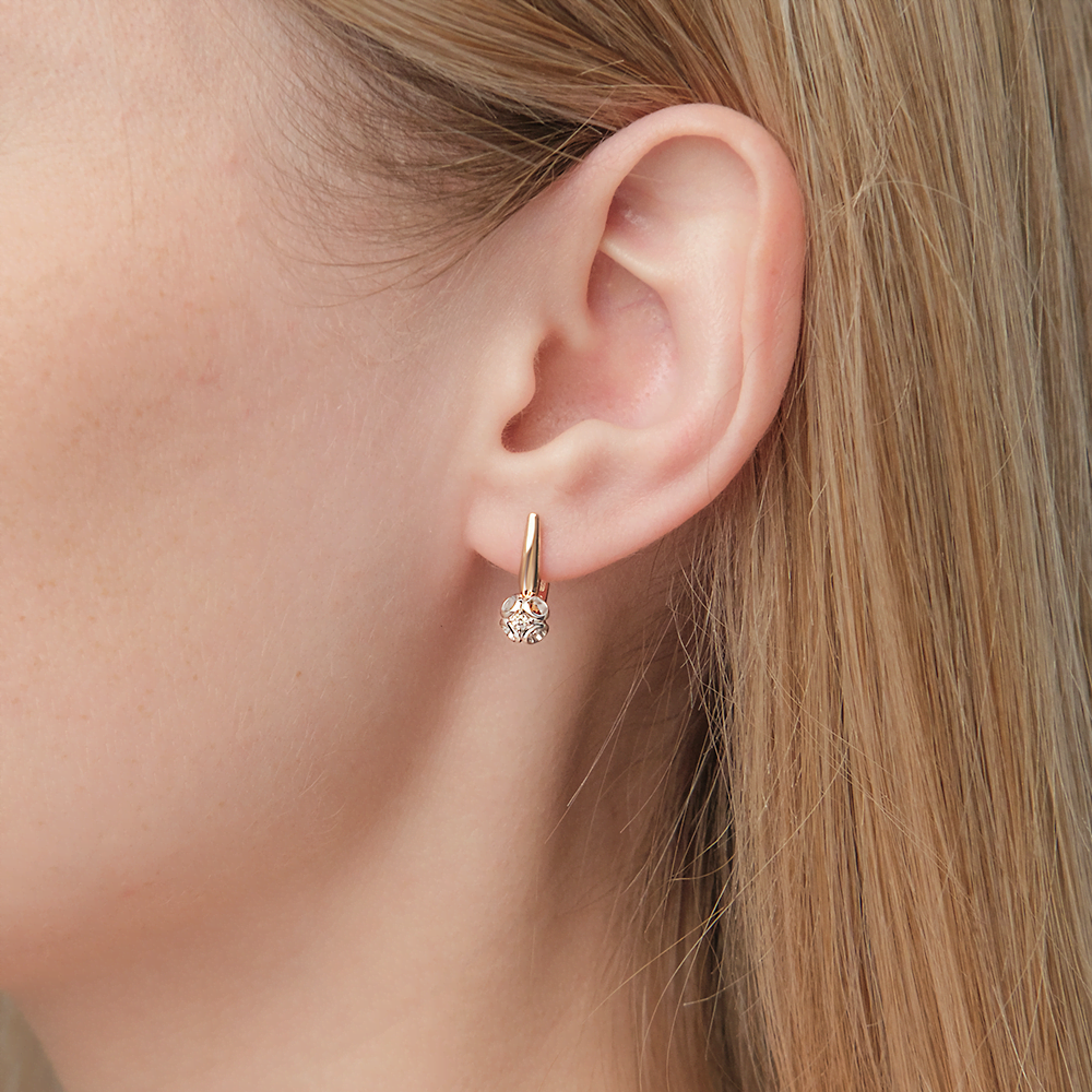 Серьги с английским замком из комбинированного золота с бриллиантом 02-5332-00-101-1111