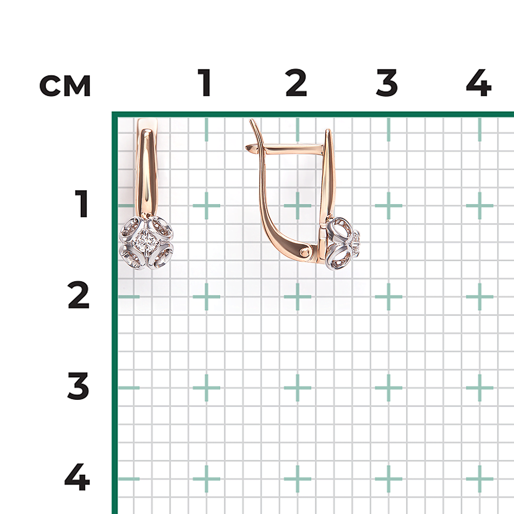 Серьги с английским замком из комбинированного золота с бриллиантом 02-5332-00-101-1111