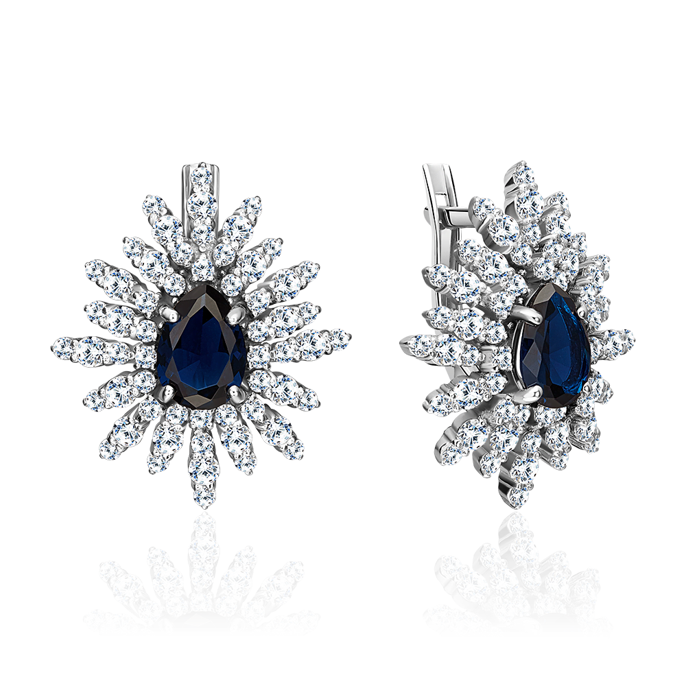 Серьги с английским замком из серебра с фианитами 02-0650-00-404-0200