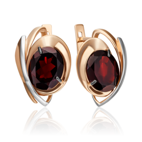 Серьги с английским замком из красного золота с гранатом 02-4416-00-204-1110-46