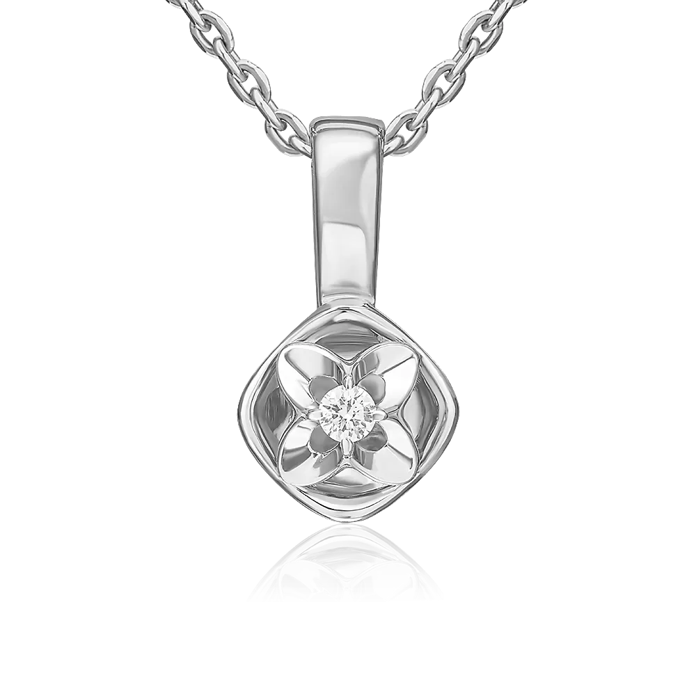 Подвеска из белого золота с бриллиантом 03-3520-00-101-1120