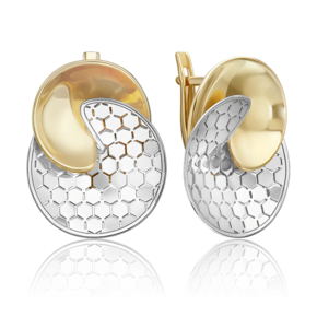 Серьги с английским замком из комбинированного золота 02-5271-00-000-1121