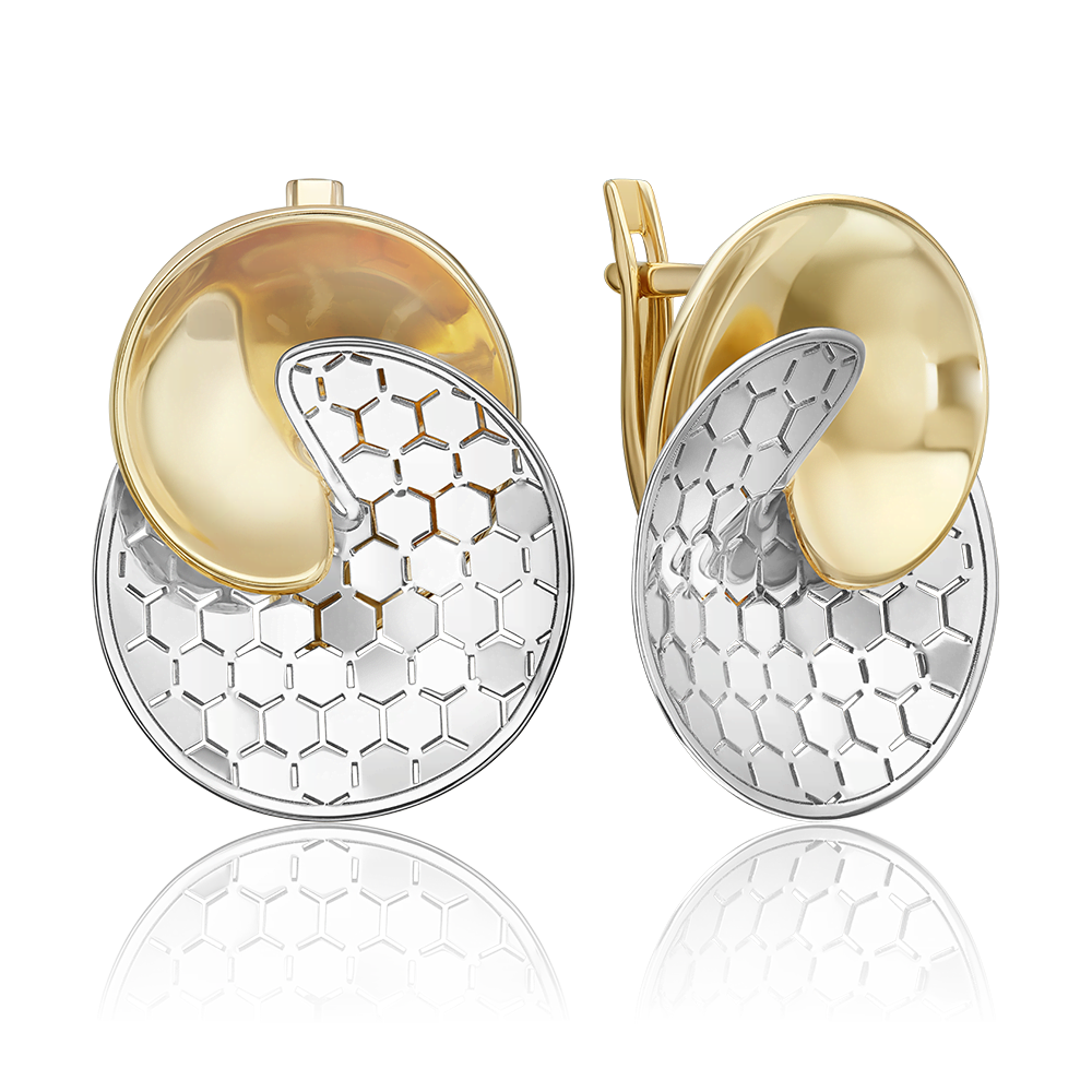 Серьги с английским замком из комбинированного золота 02-5271-00-000-1121