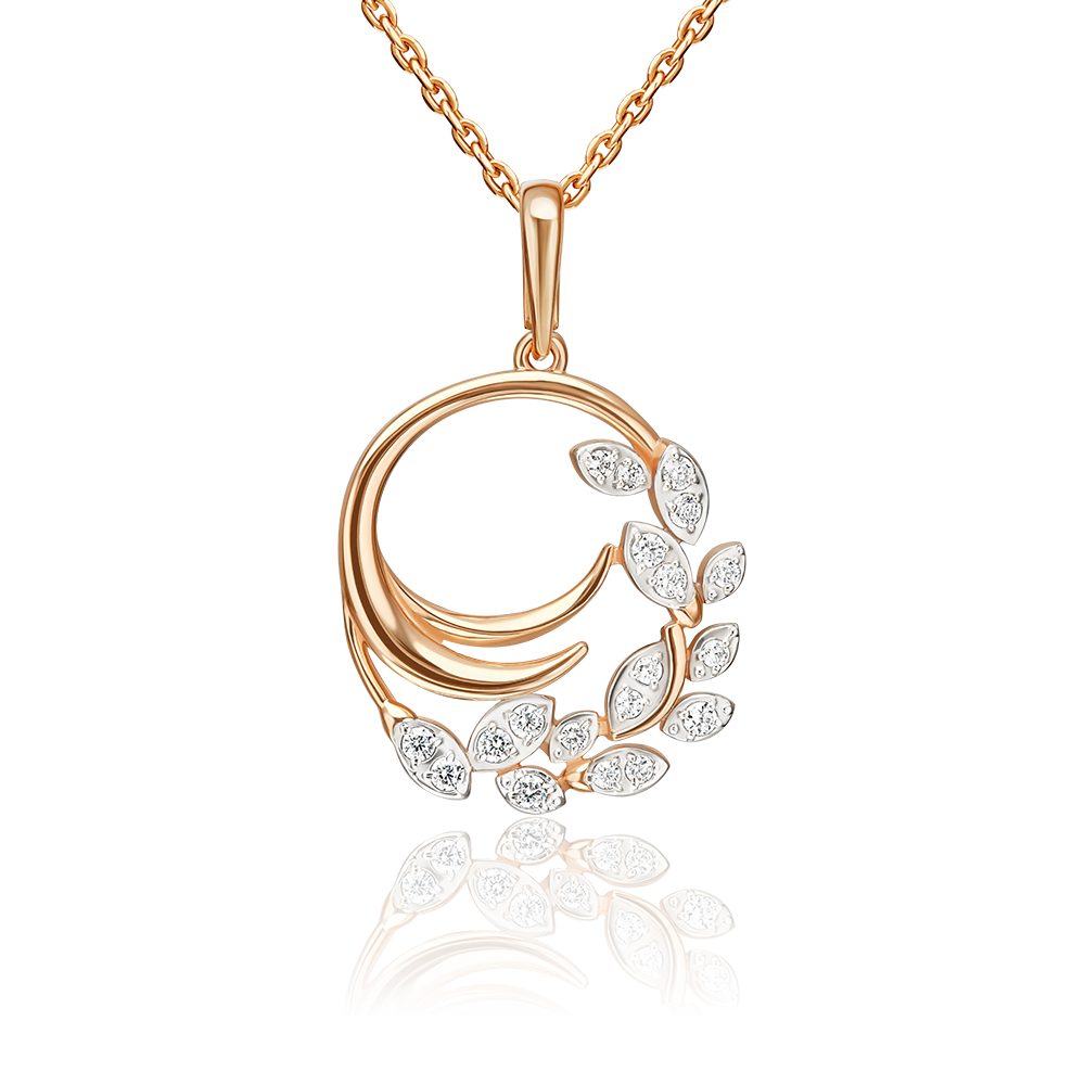 Подвеска «Золотая ветвь» из красного золота с фианитами 03-3644-00-401-1110