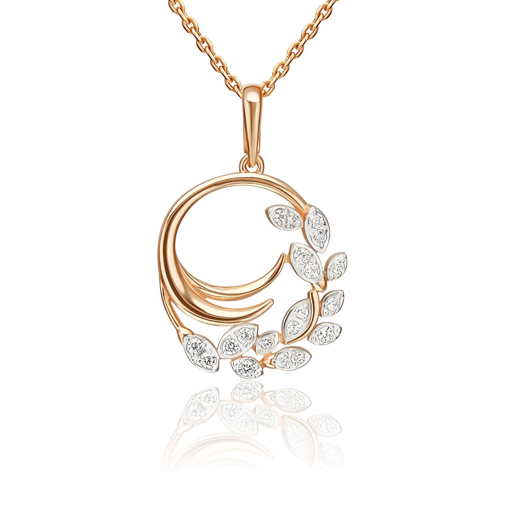 Подвеска «Золотая ветвь» из красного золота с фианитами 03-3644-00-401-1110