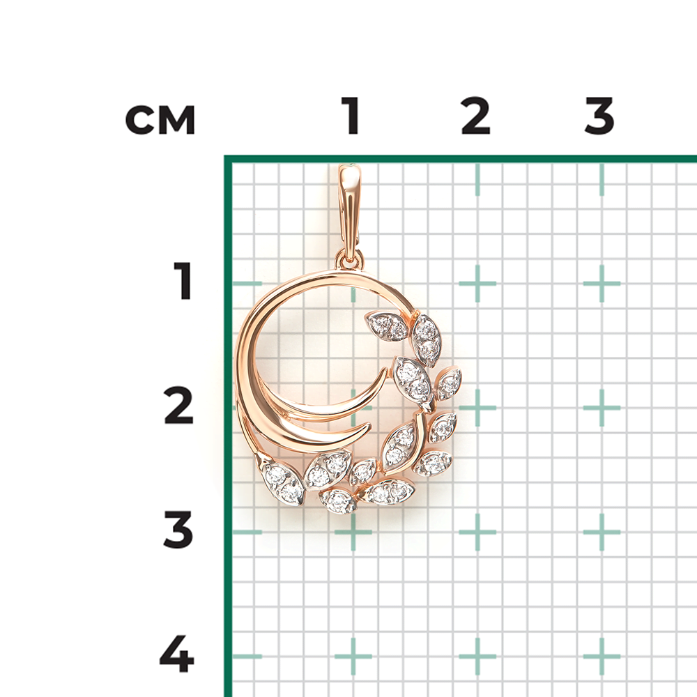 Подвеска «Золотая ветвь» из красного золота с фианитами 03-3644-00-401-1110