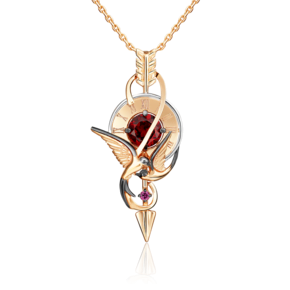 Подвеска «Обгоняя время» (пожелание удачи) из комбинированного золота с гранатами 03-3224-00-204-1111-75