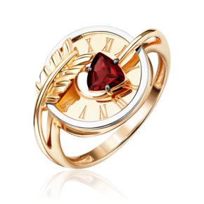 Кольцо «Обгоняя время» (пожелание удачи) из комбинированного золота с гранатом 01-5467-00-204-1111-76