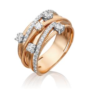 Кольцо из комбинированного золота с фианитами 01-5367-00-401-1111-24
