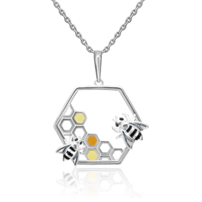 Подвеска «Пчёлы на сотах» из серебра с эмалью 03-3197-00-000-0200-71
