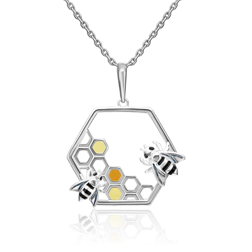Подвеска «Пчёлы на сотах» из серебра с эмалью 03-3197-00-000-0200-71