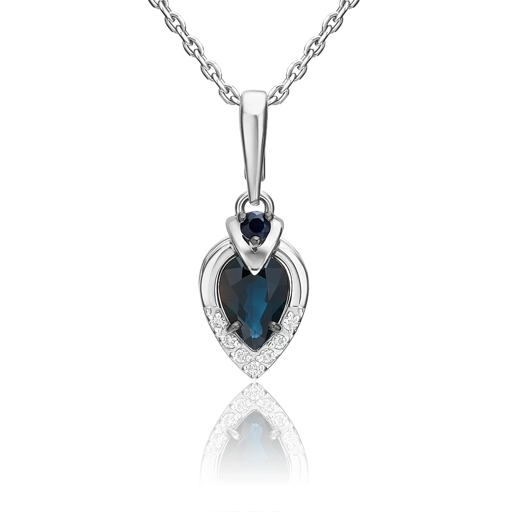 Подвеска из белого золота с сапфирами и бриллиантами 03-3461-00-105-1120