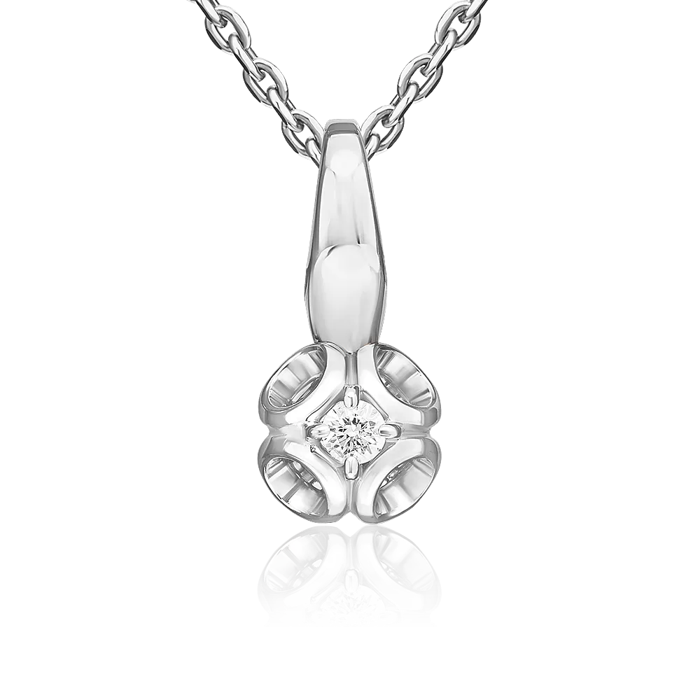 Подвеска из белого золота с бриллиантом 03-3516-00-101-1120