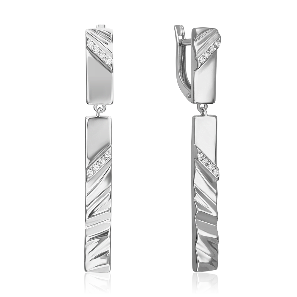 Серьги с английским замком из серебра с фианитами 02-5070-00-401-0200