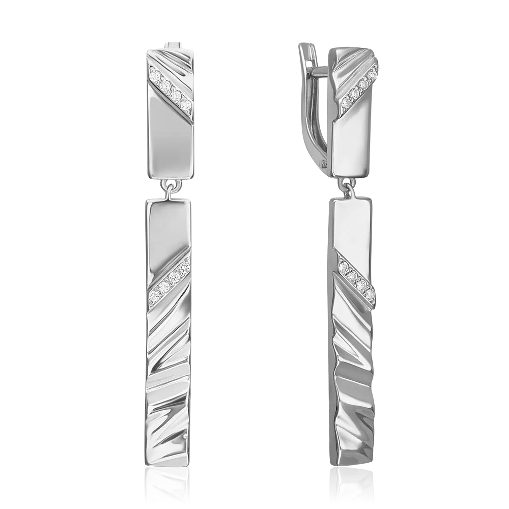 Серьги с английским замком из серебра с фианитами 02-5070-00-401-0200