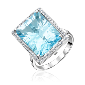 Кольцо из серебра с топазом и фианитами 01-2356-00-207-0200