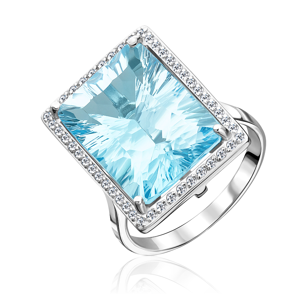 Кольцо из серебра с топазом и фианитами 01-2356-00-207-0200