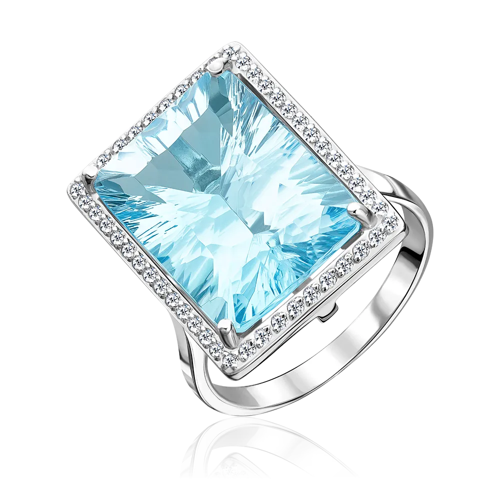 Кольцо из серебра с топазом и фианитами 01-2356-00-207-0200