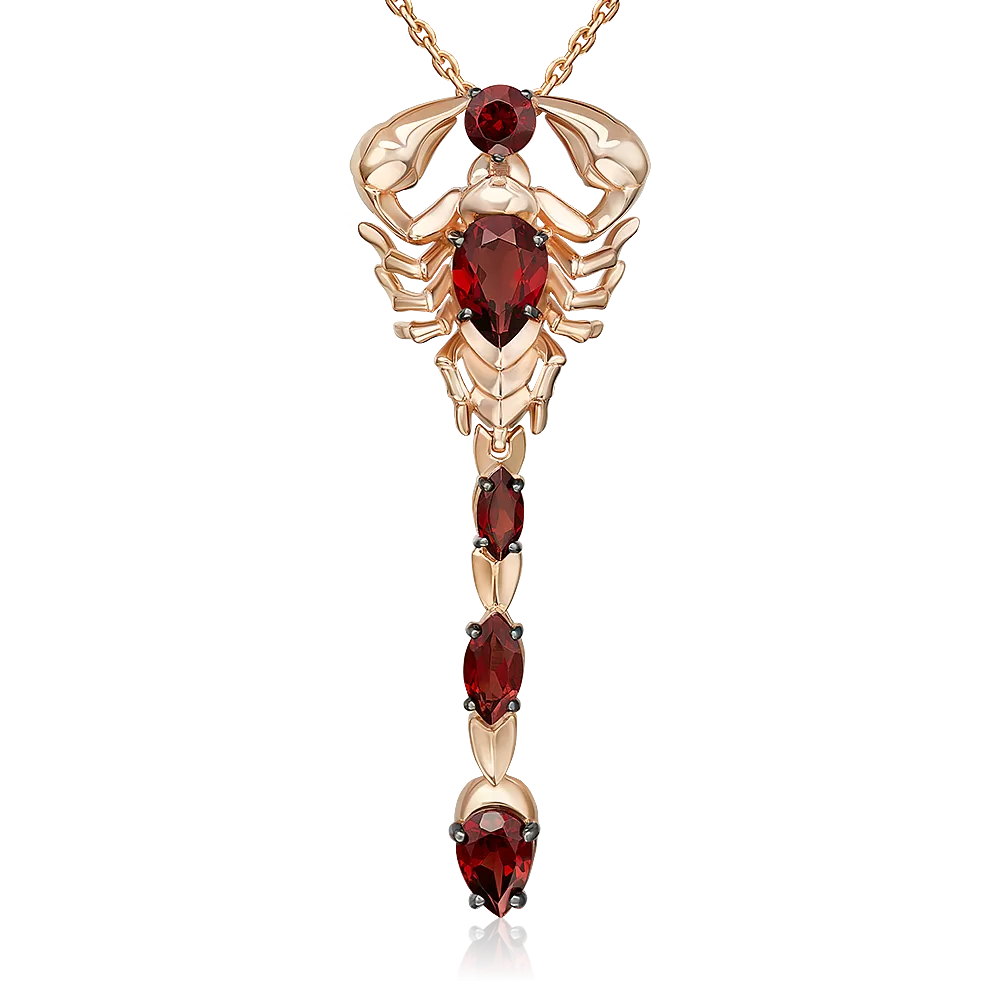 Подвеска «Скорпион» из красного золота с гранатами 03-3497-00-204-1110