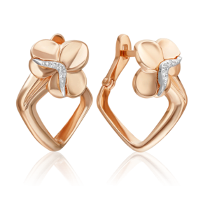 Серьги с английским замком из комбинированного золота с бриллиантами 02-5000-00-101-1111