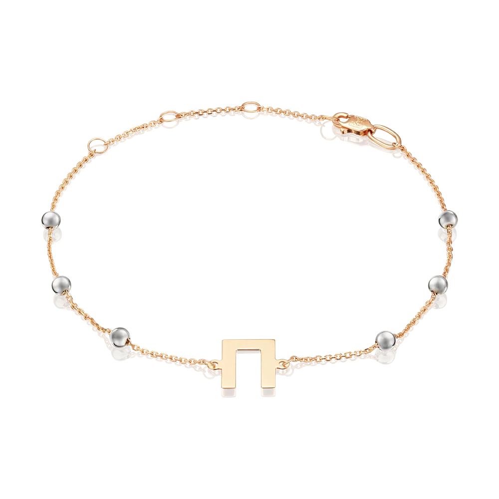 Браслет «Буква П» из комбинированного золота 05-0849-П-000-1111