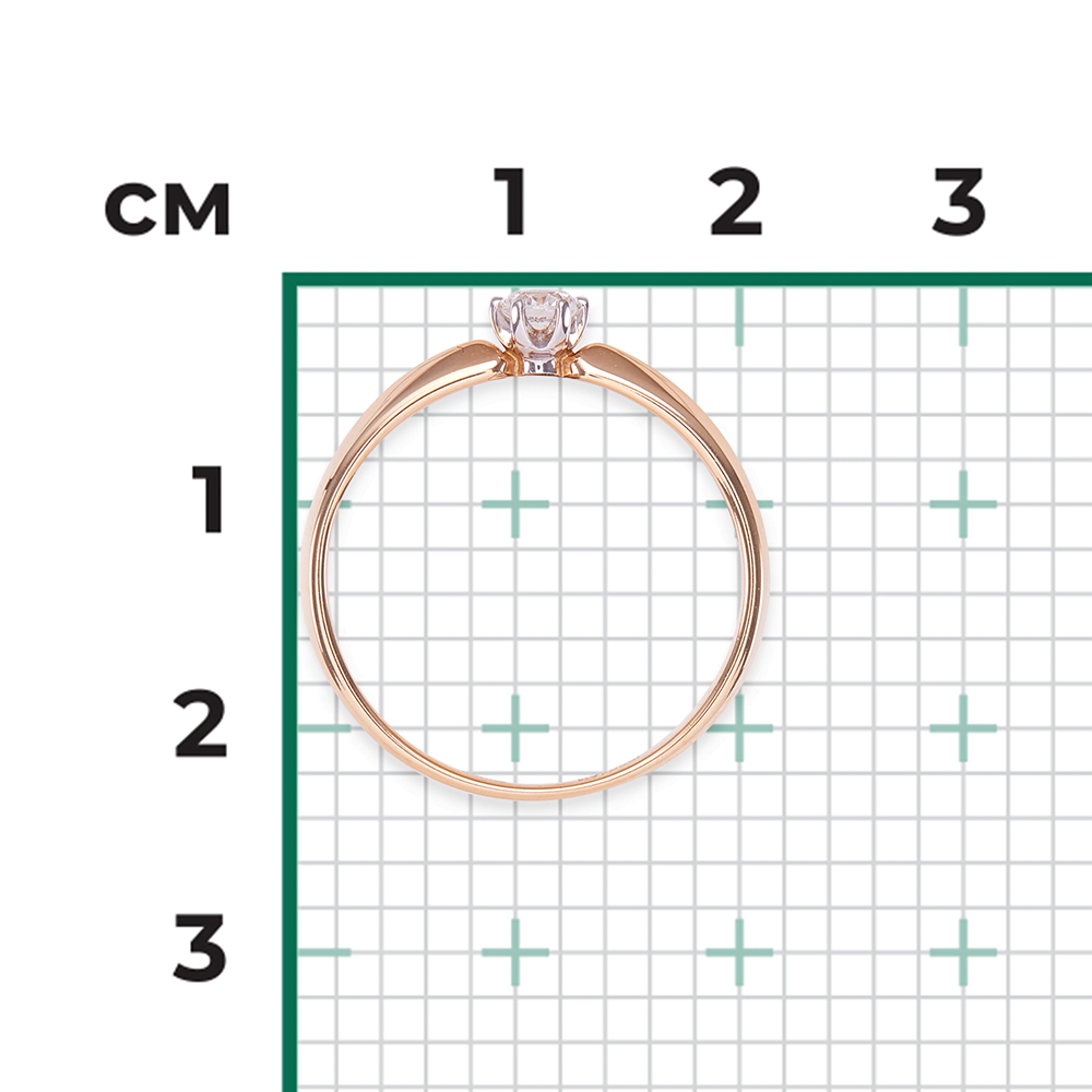 Помолвочное кольцо из комбинированного золота с бриллиантом 01-0998-00-101-1111-30