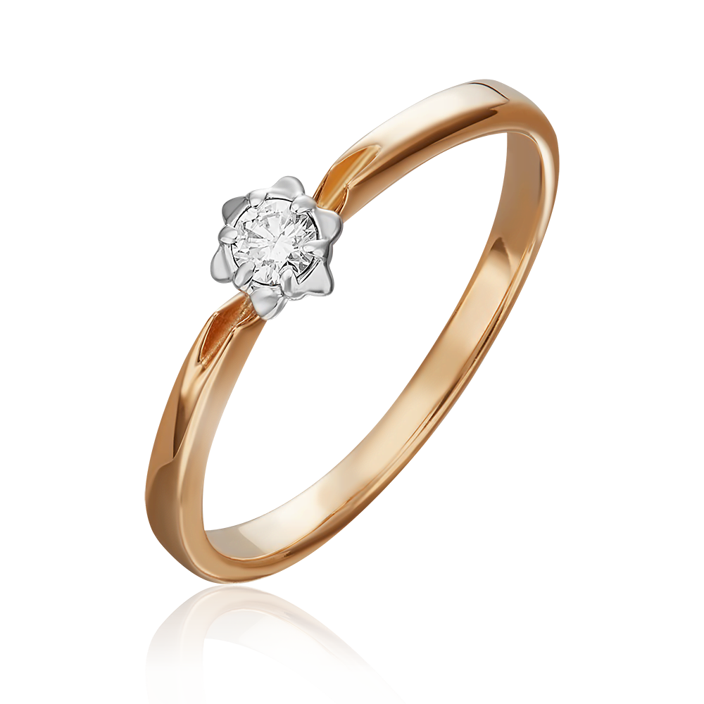 Помолвочное кольцо из комбинированного золота с бриллиантом 01-1008-00-101-1111-30