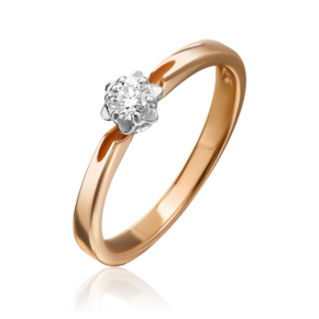 Помолвочное кольцо из комбинированного золота с бриллиантом 01-1010-00-101-1111-30