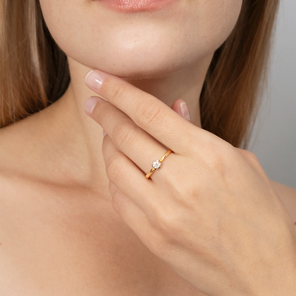 Помолвочное кольцо из комбинированного золота с бриллиантом 01-1012-00-101-1111-30