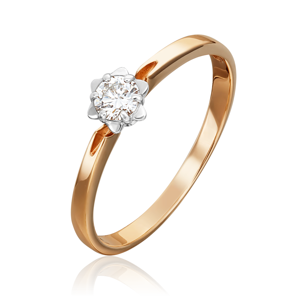 Помолвочное кольцо из комбинированного золота с бриллиантом 01-1014-00-101-1111-30